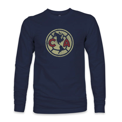 Club America 1863FC Color Badge Long Sleeve T-Shirt Discount - Navy