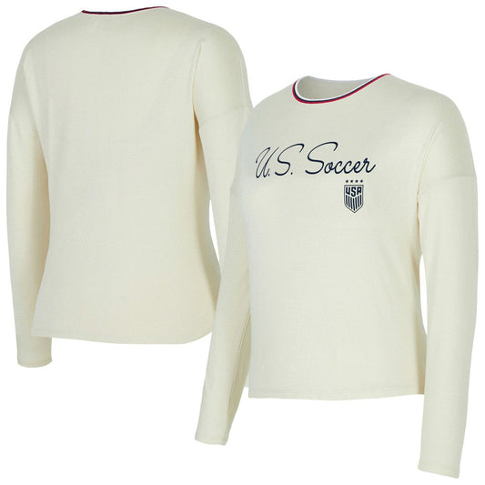 USWNT Concepts Sport Women's Kaki Hacci Knit Pullover Sweatshirt on sale - Cream