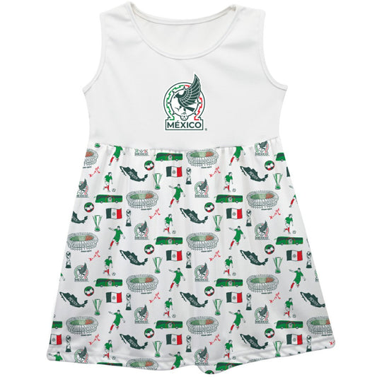 Mexico National Team Vive La Fete Girls Toddler Impressions Artwork Tank Top Dress for sale - White