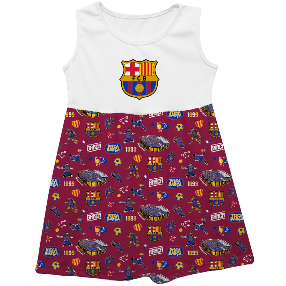 Barcelona Vive La Fete Girls Toddler Impressions Artwork Tank Top Dress on sale - Maroon