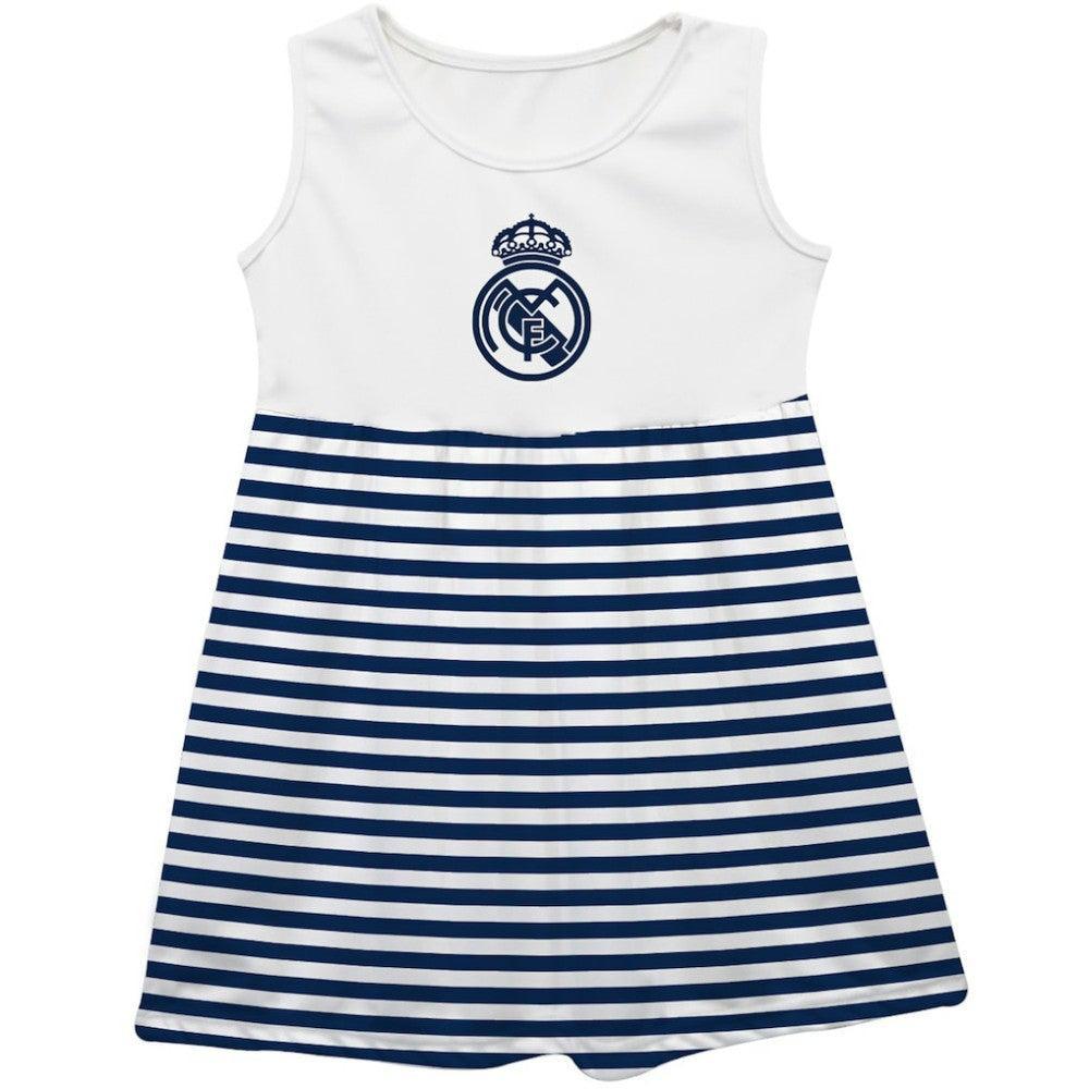 Real Madrid Vive La Fete Girls Toddler Striped Tank Top Dress Discount - Navy