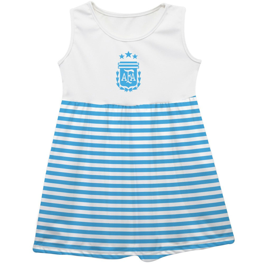 Argentina National Team Vive La Fete Girls Toddler Striped Tank Top Dress for sale - Light Blue