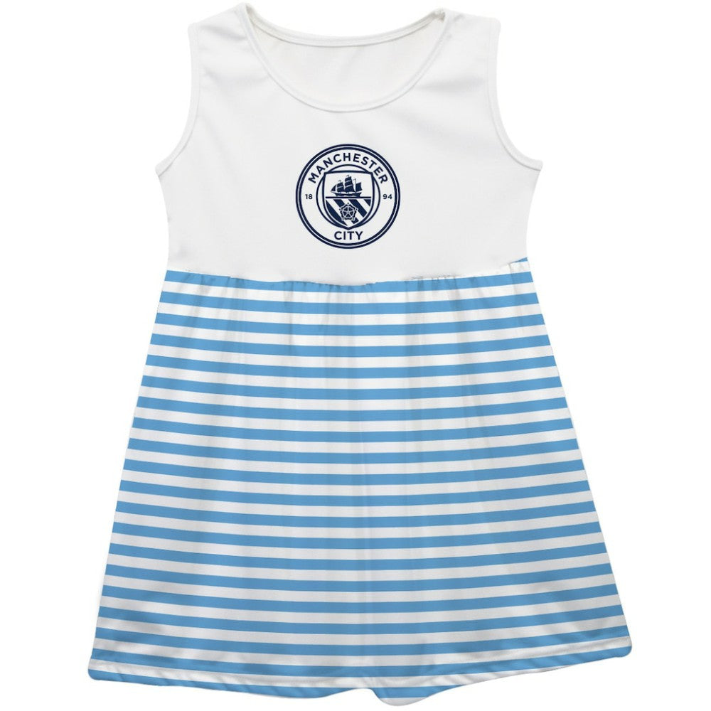 Manchester City Vive La Fete Girls Youth Striped Tank Top Dress Discount - Sky Blue