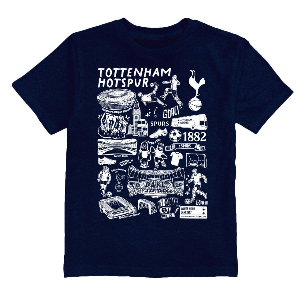 Tottenham Hotspur Vive La Fete Toddler Impressions Artwork T-Shirt Sale - Navy