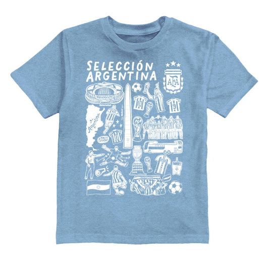 Argentina National Team Vive La Fete Youth Impressions Artwork T-Shirt for sale - Light Blue