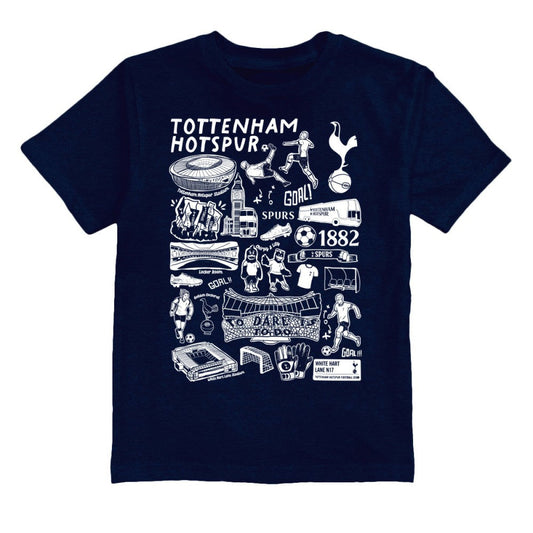 Tottenham Hotspur Vive La Fete Youth Impressions Artwork T-Shirt Sale - Navy