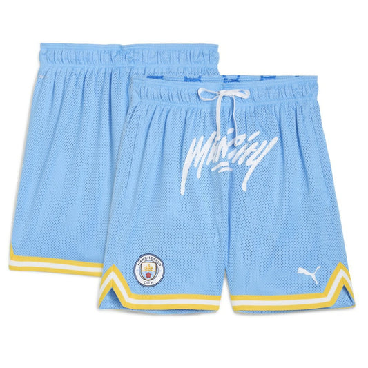 Manchester City 2025 FIFA Club World Cup Hoops Reversible Shorts Discount - Light Blue