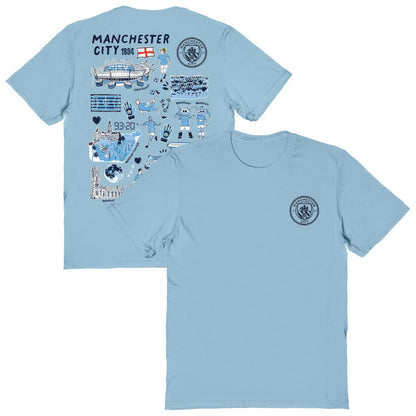 Manchester City Vive La Fete Women's Impressions Artwork T-Shirt Discount - Sky Blue