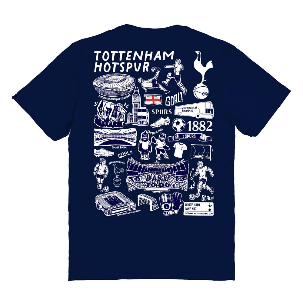 Tottenham Hotspur Vive La Fete Women's Impressions Artwork T-Shirt Sale - Navy