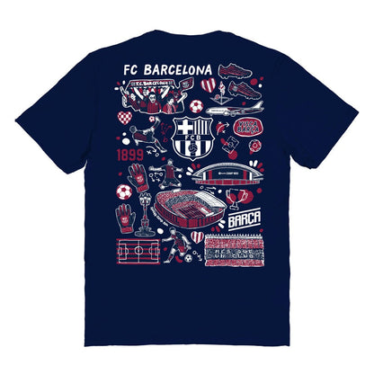 Barcelona Vive La Fete Women's Impressions Artwork T-Shirt on sale - Navy
