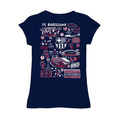 Barcelona Vive La Fete Girls Youth Color Badge Fitted T-Shirt on sale - Navy