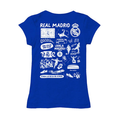 Real Madrid Vive La Fete Girls Youth Color Badge Fitted T-Shirt Discount - Royal