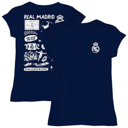 Real Madrid Vive La Fete Girls Youth Color Badge Fitted T-Shirt Discount - Navy