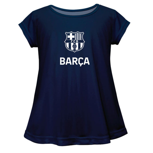 Barcelona Vive La Fete Girls Youth Color Badge A-Line Top on sale - Navy