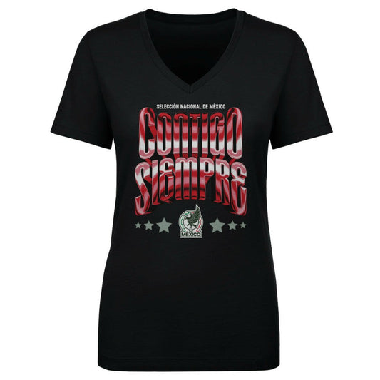 Mexico National Team 500 Level Women's Contigo Siempre Vintage V-Neck T-Shirt for sale - Black
