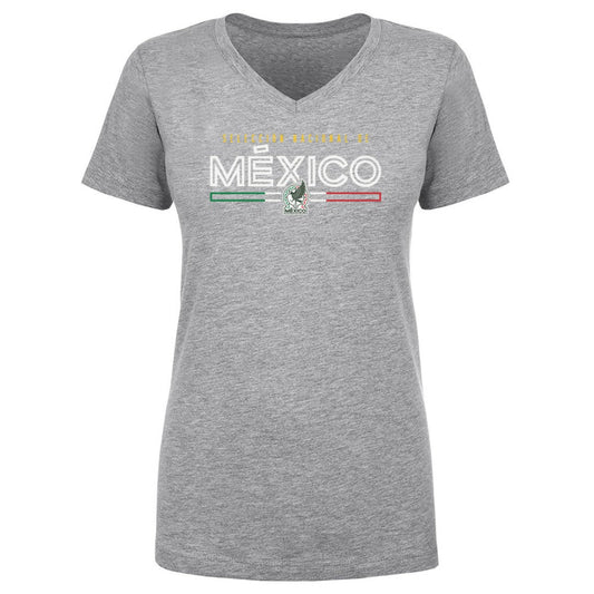 Mexico National Team 500 Level Women's  Inline V-Neck T-Shirt for sale - Heather Gray