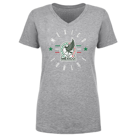 Mexico National Team 500 Level Women's  Futbol V-Neck T-Shirt for sale - Heather Gray