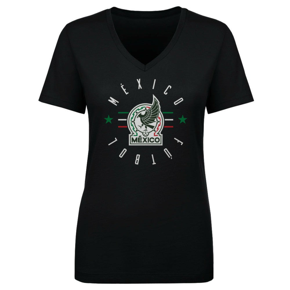 Mexico National Team 500 Level Women's  Futbol V-Neck T-Shirt for sale - Black