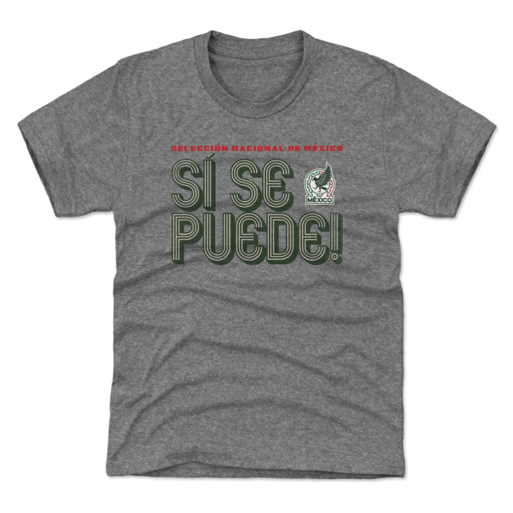 Mexico National Team 500 Level Youth Si Se Puede Inline Bold T-Shirt for sale - Gray