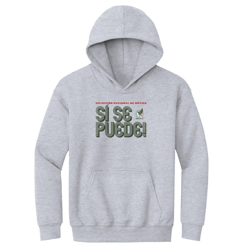 Mexico National Team 500 Level Youth Si Se Puede Inline Bold Pullover Hoodie for sale - Gray