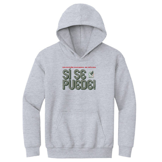 Mexico National Team 500 Level Youth Si Se Puede Inline Bold Pullover Hoodie for sale - Gray