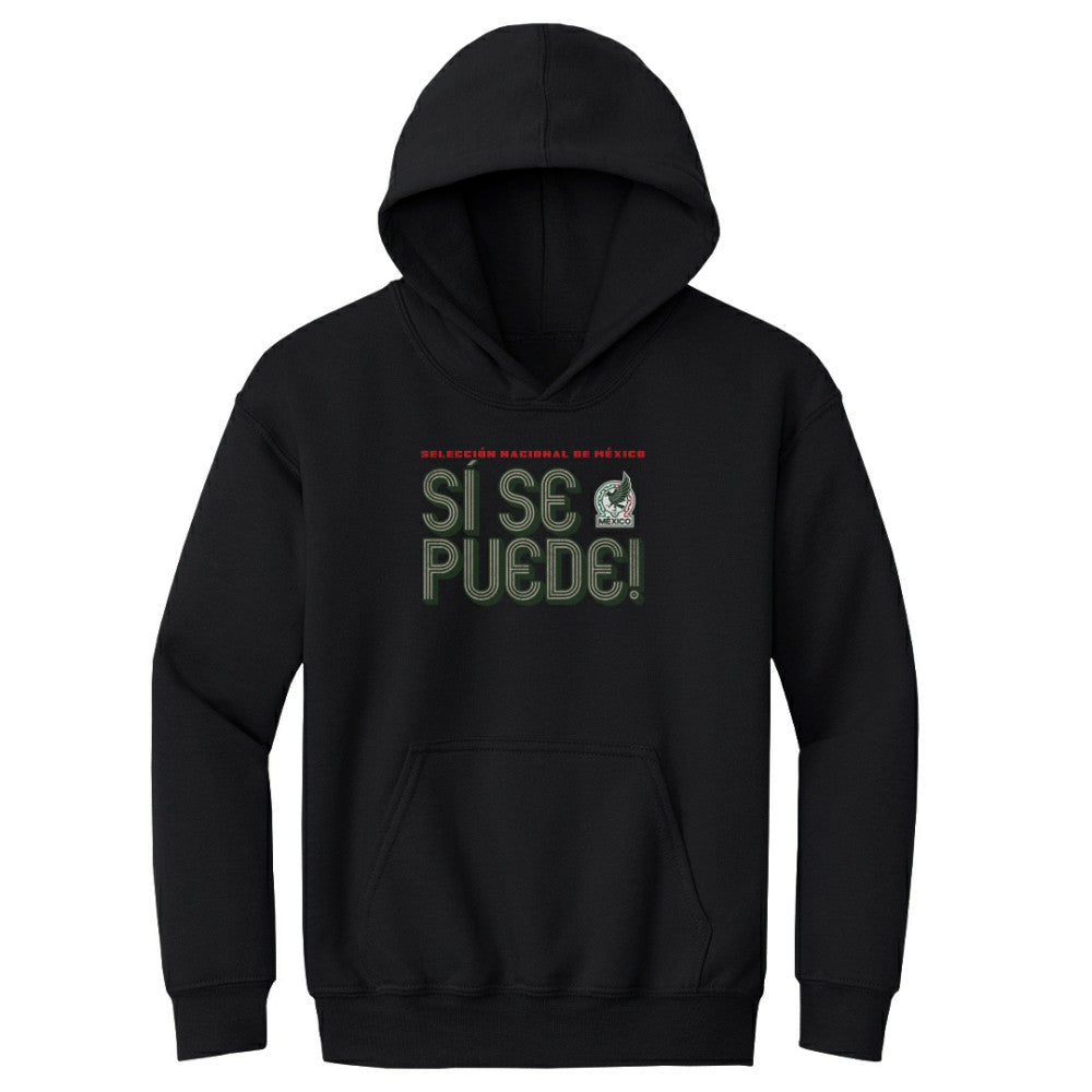 Mexico National Team 500 Level Youth Si Se Puede Inline Bold Pullover Hoodie for sale - Black