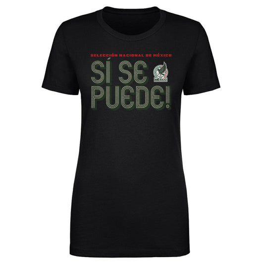 Mexico National Team 500 Level Women's Si Se Puede Inline Bold T-Shirt for sale - Black