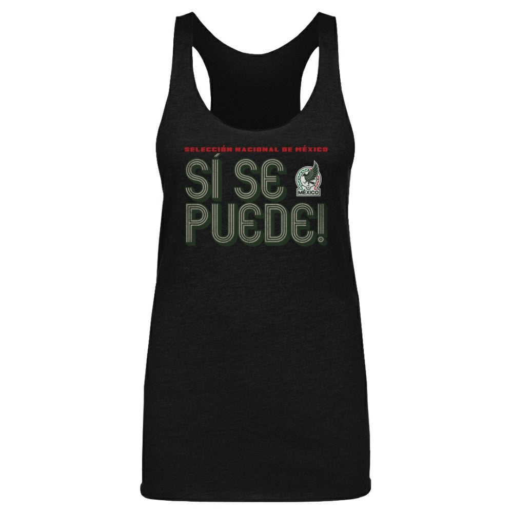 Mexico National Team 500 Level Women's Si Se Puede Inline Bold Tri-Blend Racerback Tank Top for sale - Black