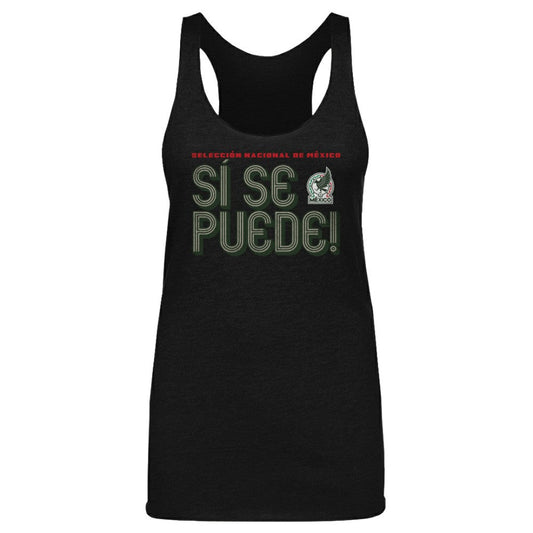 Mexico National Team 500 Level Women's Si Se Puede Inline Bold Tri-Blend Racerback Tank Top for sale - Black