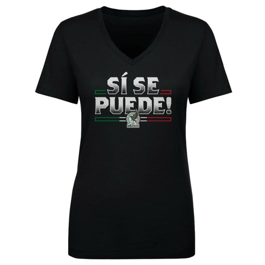 Mexico National Team 500 Level Women's Si Se Puede  V-Neck T-Shirt for sale - Black