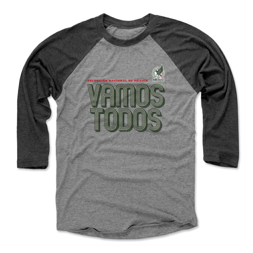 Mexico National Team 500 Level Vamos Todos Inline Bold 3/4-Sleeve Tri-Blend Baseball T-Shirt for sale - Heather Gray/Black