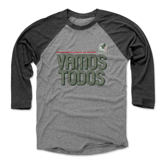 Mexico National Team 500 Level Vamos Todos Inline Bold 3/4-Sleeve Tri-Blend Baseball T-Shirt for sale - Heather Gray/Black