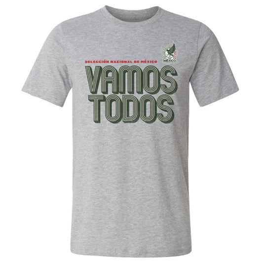 Mexico National Team 500 Level Vamos Todos Inline Bold Cotton T-Shirt for sale - Heather Gray