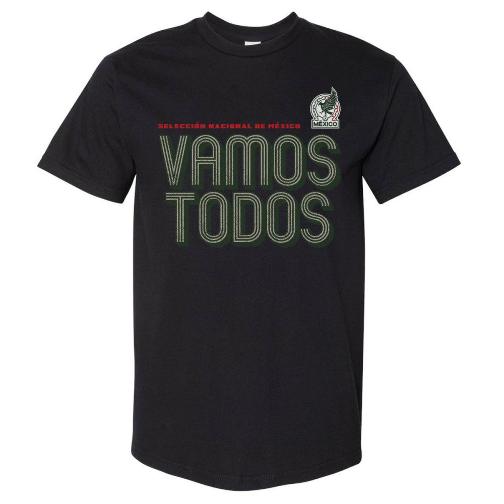 Mexico National Team 500 Level Vamos Todos Inline Bold Heavyweight T-Shirt for sale - Black