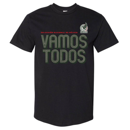 Mexico National Team 500 Level Vamos Todos Inline Bold Heavyweight T-Shirt for sale - Black