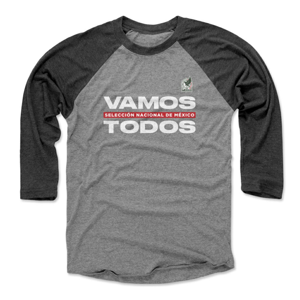Mexico National Team 500 Level Vamos Todos 3/4-Sleeve Tri-Blend Baseball T-Shirt for sale - Black/Heather Gray