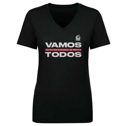 Mexico National Team 500 Level Women's Vamos Todos V-Neck T-Shirt for sale - Black