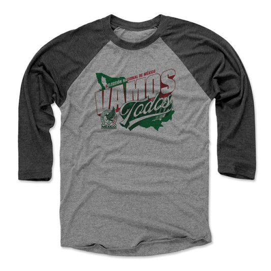 Mexico National Team 500 Level Vamos Todos Country 3/4-Sleeve Tri-Blend Baseball T-Shirt for sale - Black/Heather Gray