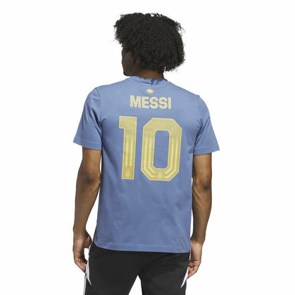 Lionel Messi Argentina National Team Name & Number T-Shirt for sale - Blue