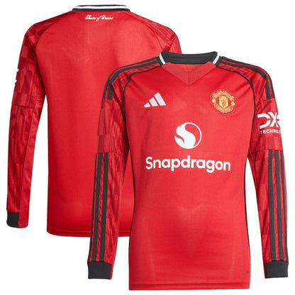 Manchester United Youth Home 2025/26 Replica Long Sleeve Jersey Discount - Red