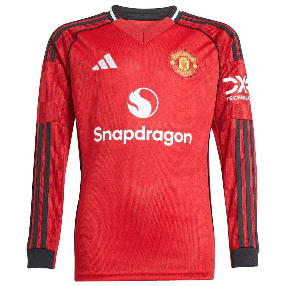 Manchester United Youth Home 2025/26 Replica Long Sleeve Jersey Discount - Red