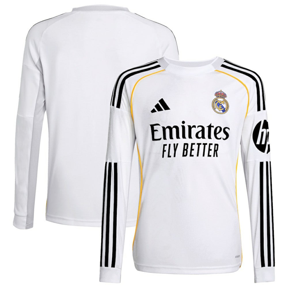Real Madrid Youth 2025/26 Home Replica Long Sleeve Jersey Discount - White