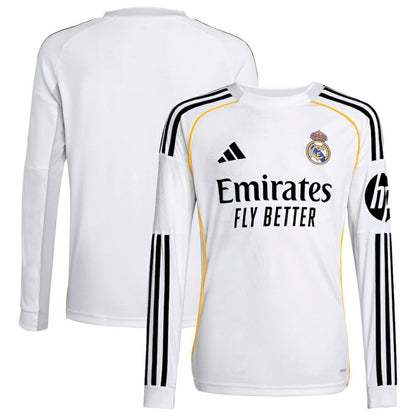 Real Madrid Youth 2025/26 Home Replica Long Sleeve Jersey Discount - White