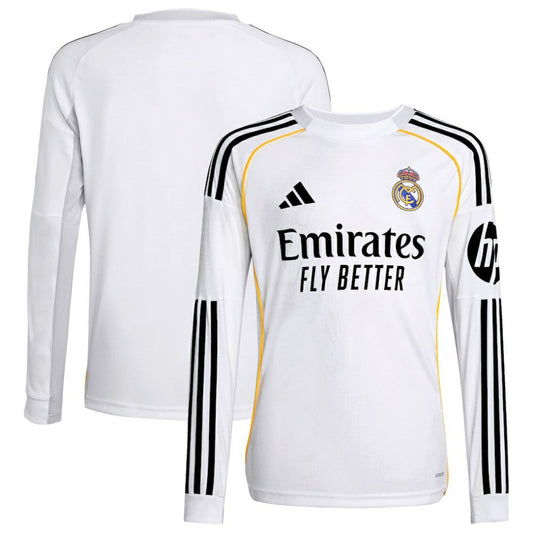 Real Madrid Youth 2025/26 Home Replica Long Sleeve Jersey Discount - White