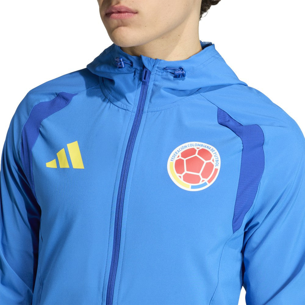 Colombia National Team FIFA x World Cup 2026 Tiro Travel Raglan Full-Zip Windbreaker Hoodie for sale - Blue