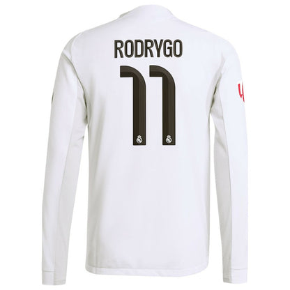 Rodrygo Real Madrid 2025/26 Home Long Sleeve Jersey Discount - White