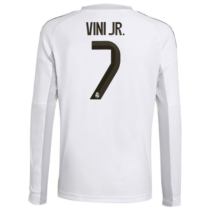 Vini Jr. Real Madrid Youth 2025/26 Home Replica Long Sleeve Jersey Discount - White