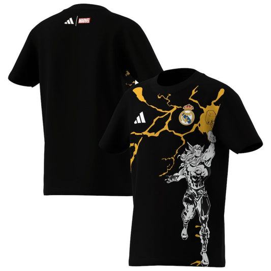 Real Madrid x Marvel Youth Graphic T-Shirt Discount - Black