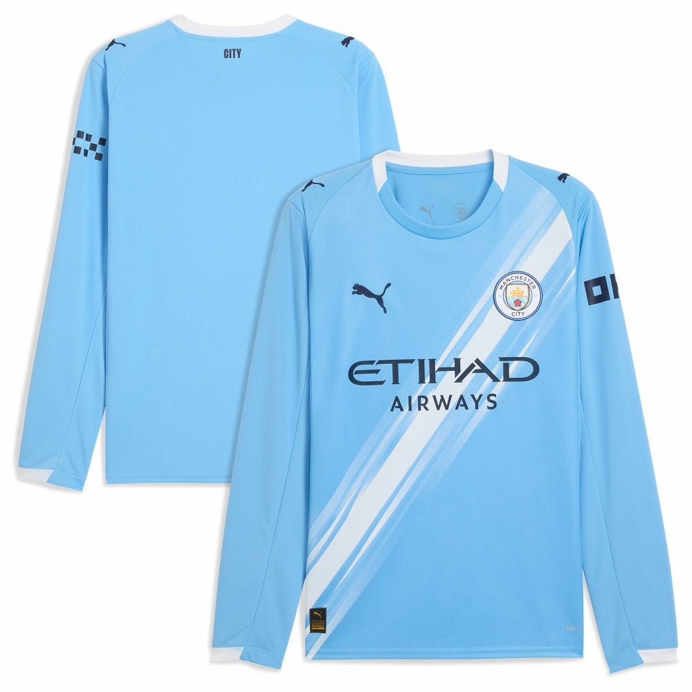 Manchester City 2025/26 Home Replica Long Sleeve Jersey Discount - Sky Blue