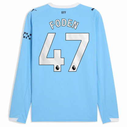Phil Foden Manchester City 2025/26 Home Replica Long Sleeve Player Jersey Discount - Sky Blue